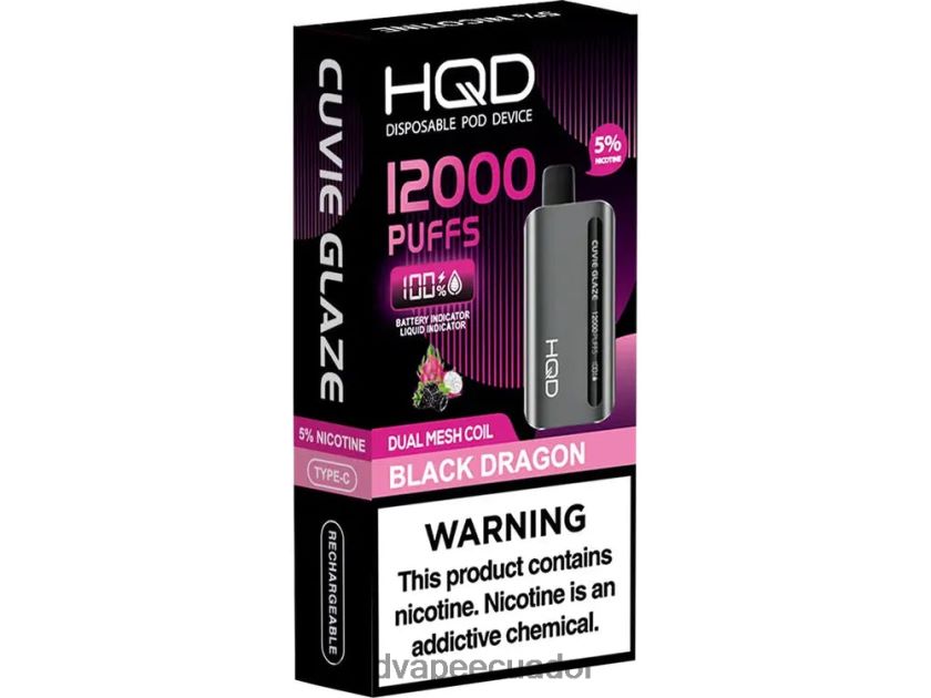 HQD CUVIE GLAZE vaporizador desechable 12000 dragón Negro 006624132 | HQD VAPE ECUADOR
