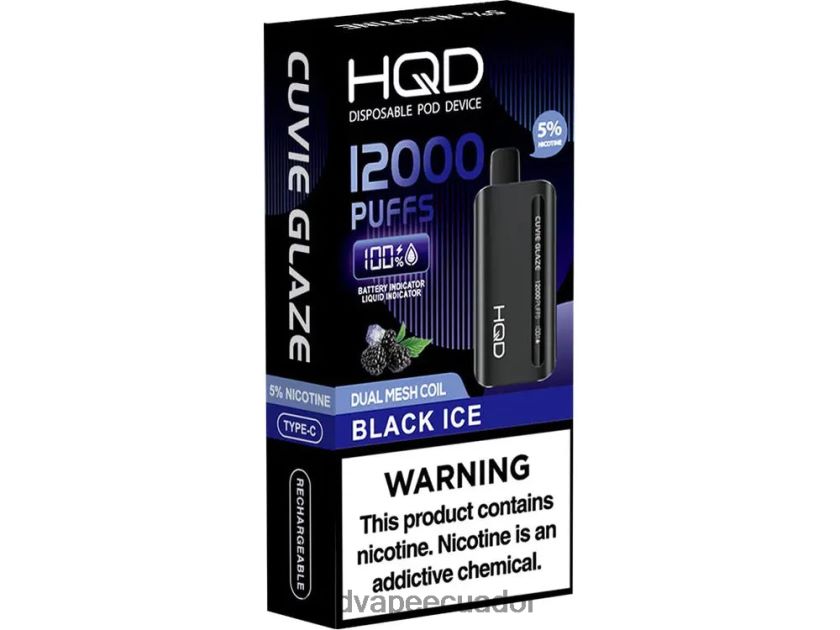 HQD CUVIE GLAZE vaporizador desechable 12000 hielo negro 006624134 | HQD VAPE QUITO